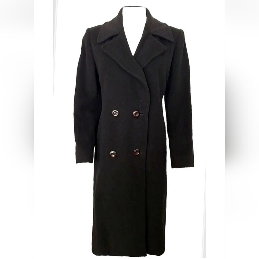 Regal Woman's Cashmere Blend Coat Black Coat Double Waist Size Medium 8-10